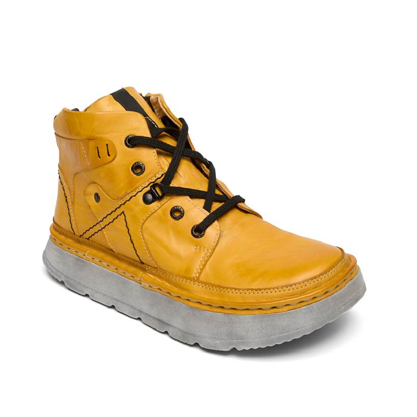 3336-0001-7w Ботинки жен.кожа-байка желтый